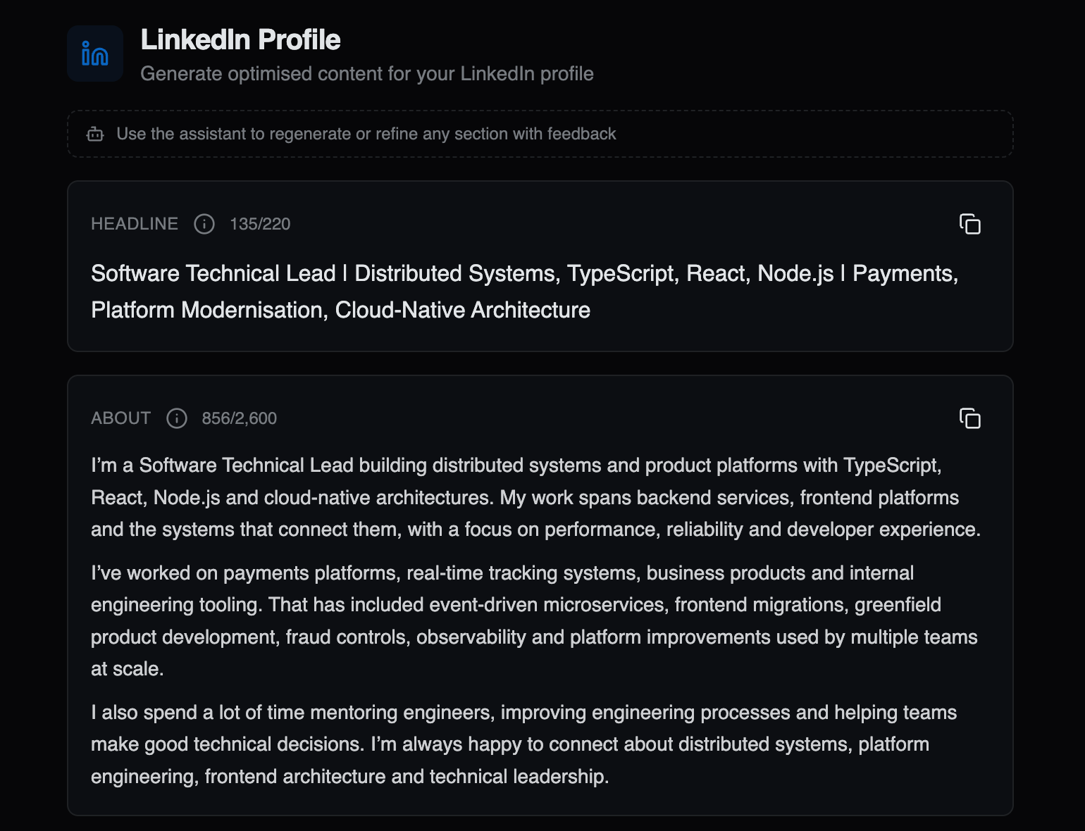 LinkedIn content generation
