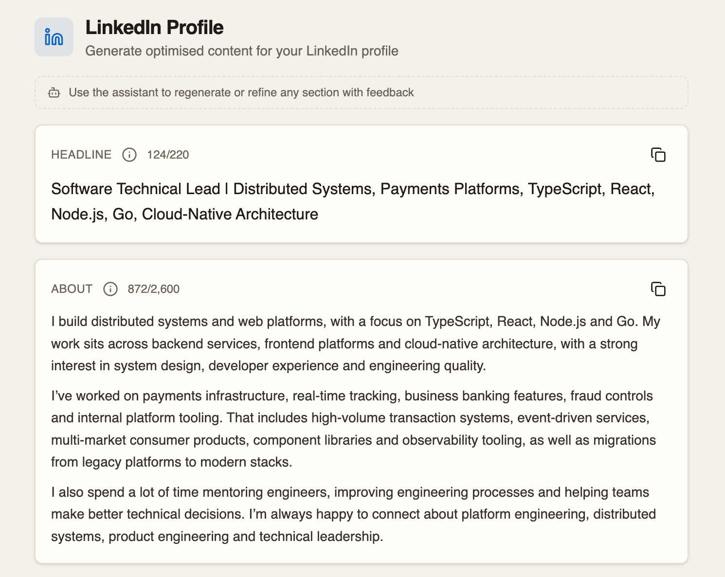 LinkedIn content generation